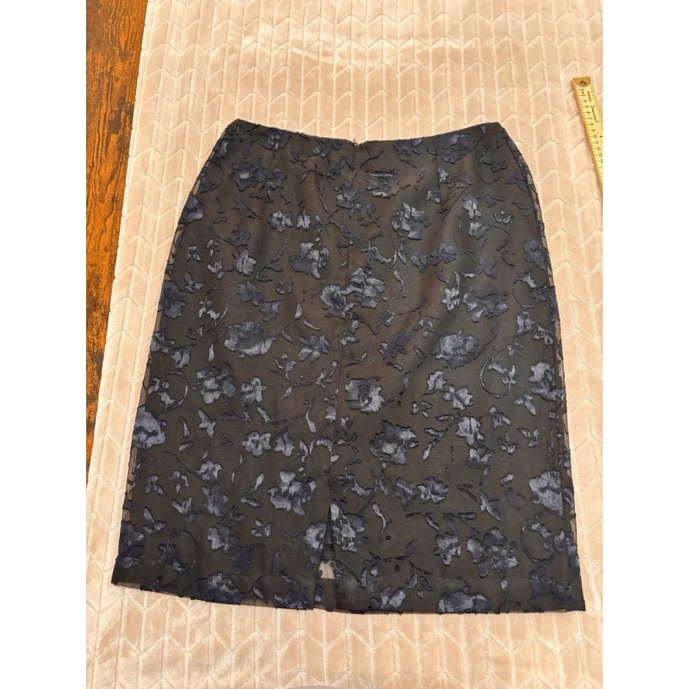 PRETA Velvet Floral Burnout Mesh Midi Pencil Skirt Size 42 Goth Dark Academia - Picture 8 of 11
